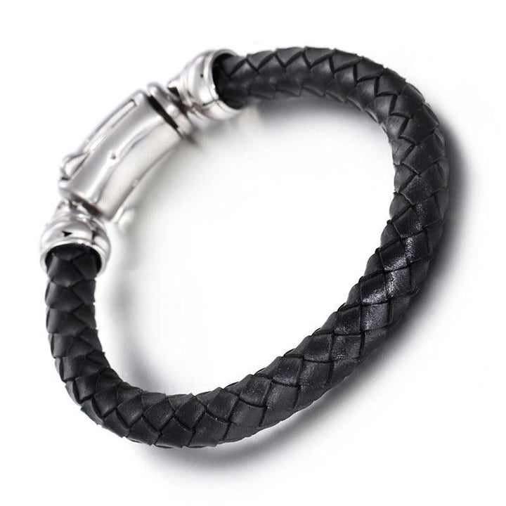 KALEN 9mm Cowhide Leather Stainless Steel Bracelet for Men - kalen