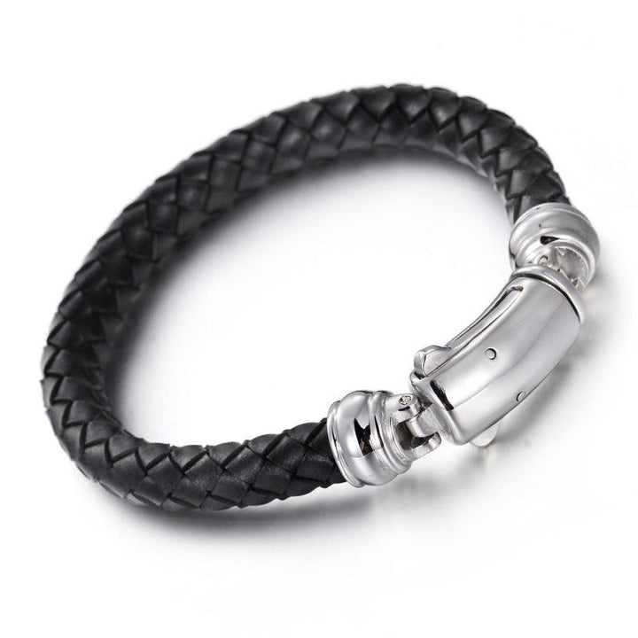 KALEN 9mm Cowhide Leather Stainless Steel Bracelet for Men - kalen