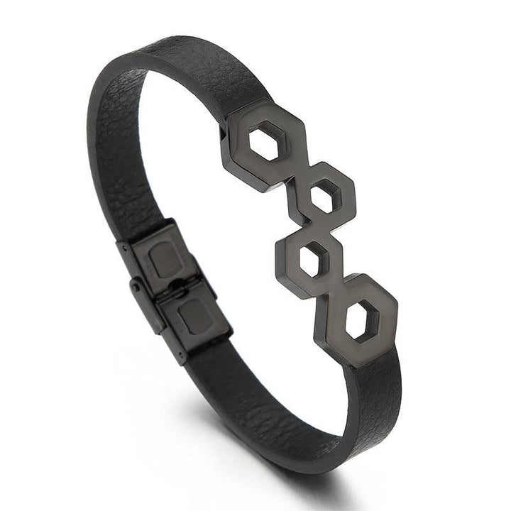 Kalen 9mm Leather Stainless Steel Bracelet For Men - kalen