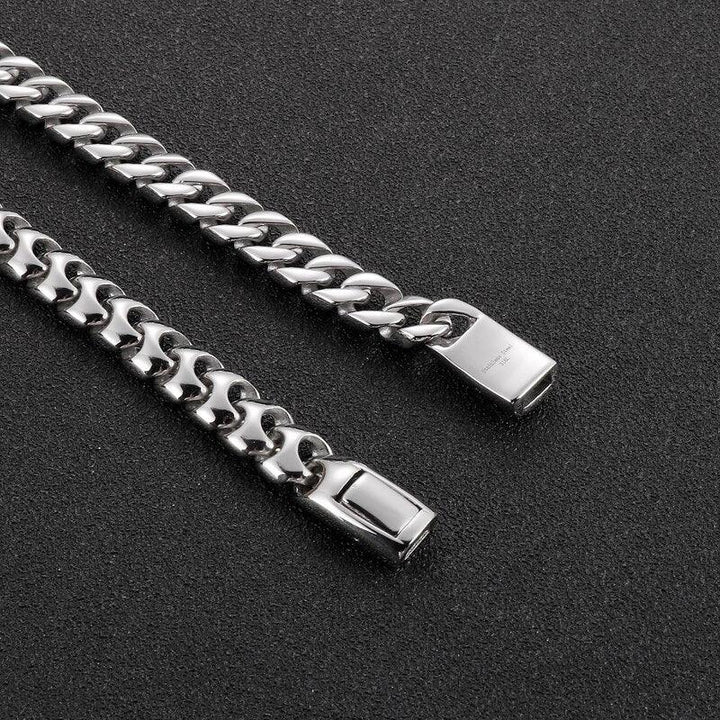 KALEN 9mm Small Polished Unique Cuban Chain Bracelet Men Women Stainless Steel 316L Shiny Jewelry.