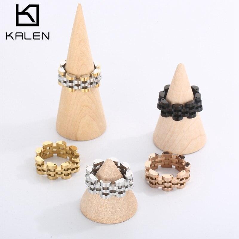 KALEN 9mm Watchband Design  Chain Stainless Steel Rings For Women Men Simple Wind Anillos Hip Hop Fashion Party Jewelry  Gifts.