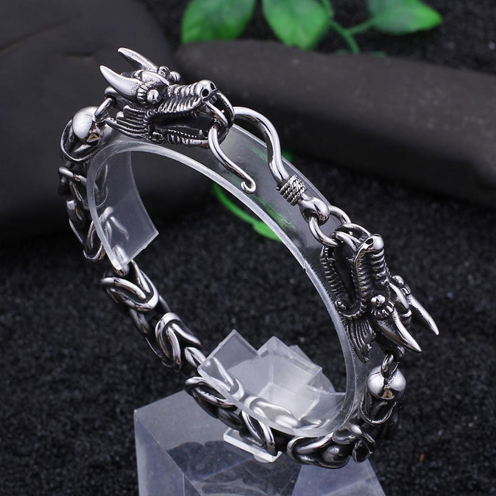 Kalen 9mm Vintage Animal Bracelets Dragon Bracelet Simple Hook Stainless Steel Men's Jewelry.