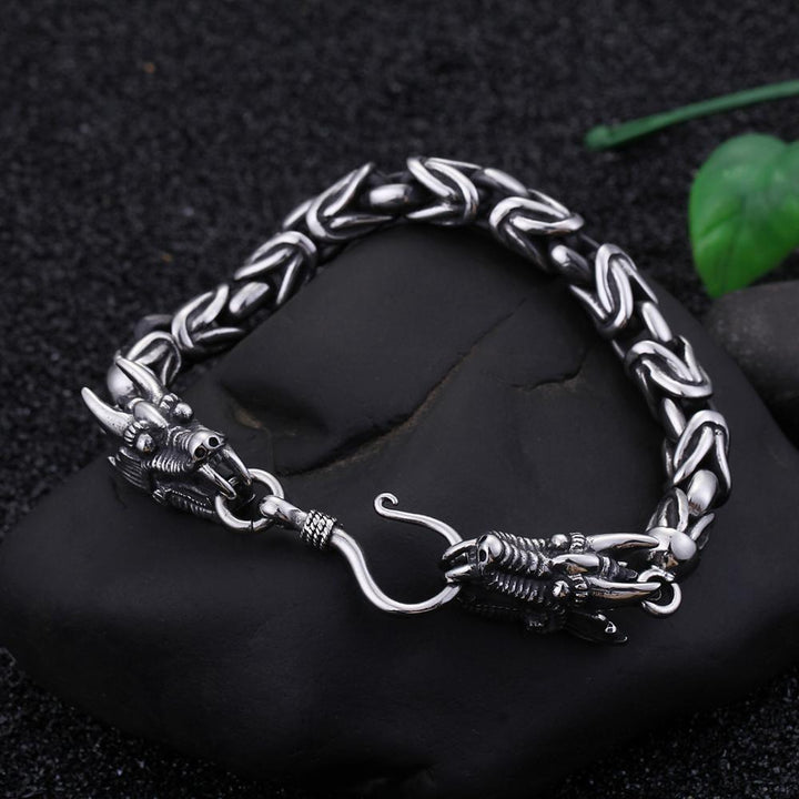 Kalen 9mm Vintage Animal Bracelets Dragon Bracelet Simple Hook Stainless Steel Men's Jewelry.