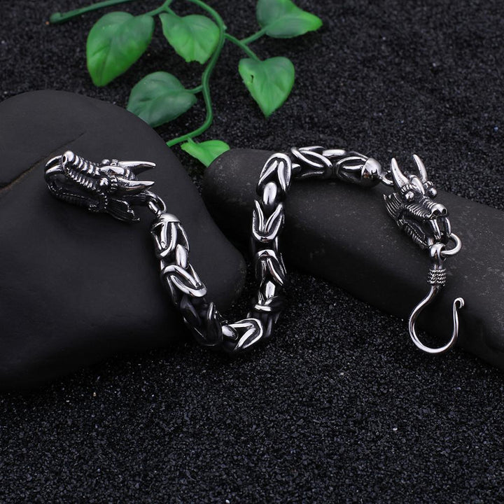 Kalen 9mm Vintage Animal Bracelets Dragon Bracelet Simple Hook Stainless Steel Men's Jewelry.