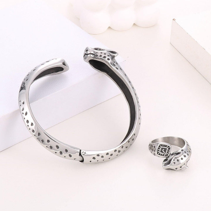 KALEN 9mm Vintage Leopard Bangle Ring Women Stainless Steel 316L Gift Jewellery.