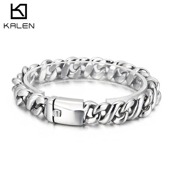 Kalen Accessories Splicing Chain High Quality Stainless Steel Punk Men's Bracelet Jewelry.