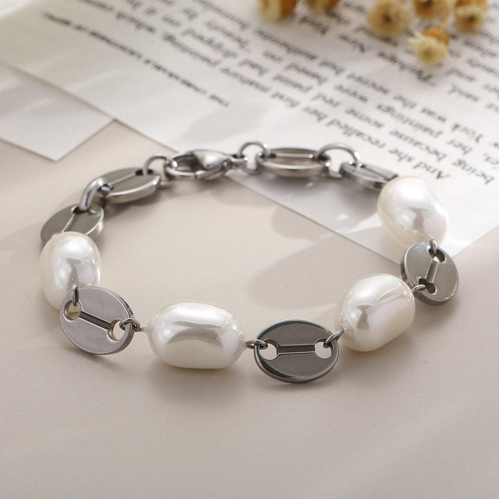 KALEN Baroque Pearl Bracelet For Women Big Shell Pearl Stainless Steel Bohemian Jewelry Charm Bracelet Girl Birthday Gift.