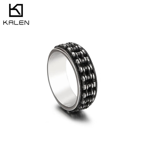 Kalen Bicycle Accessories Pattern Ring Stainless Steel Men's Punk Style Jewelry.