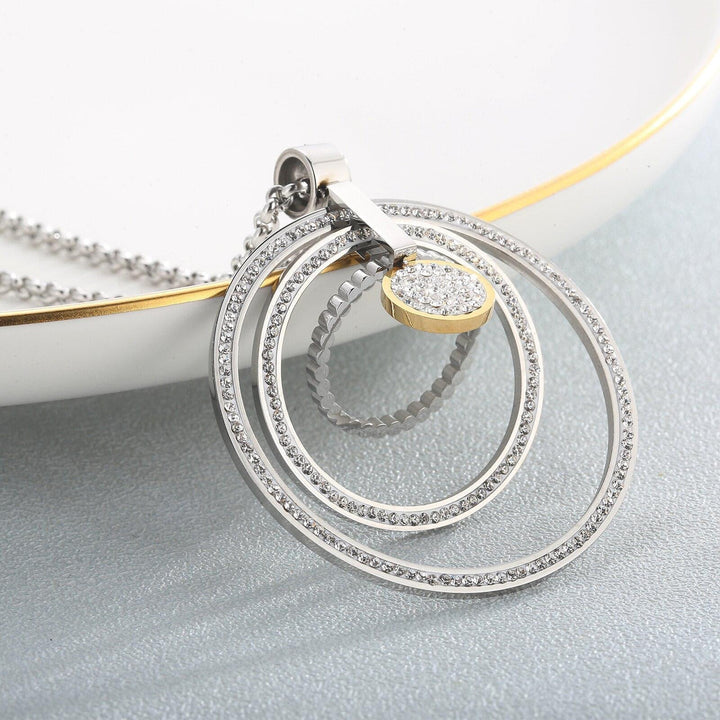 KALEN Big Multi-layer CirclePendant Necklace AAA Cubic Zirconia Pave Silver Gold Color Crystal Necklace Jewelry Women.