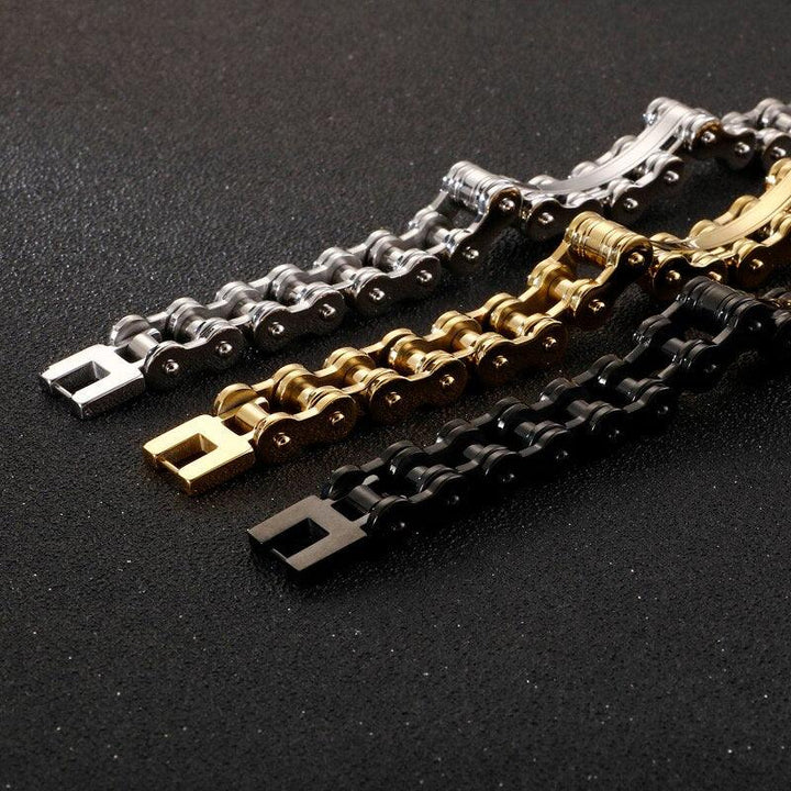 KALEN Bulgaria Bike Chain Bracelet Men Biker 22cm Stainless Steel Black Cable Wire Charm Armband Masculine Jewelry.