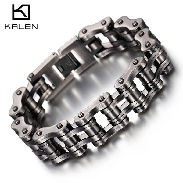 Kalen Biker 16mm Bicycle Chain Stainless Steel Bracelet for Men - kalen