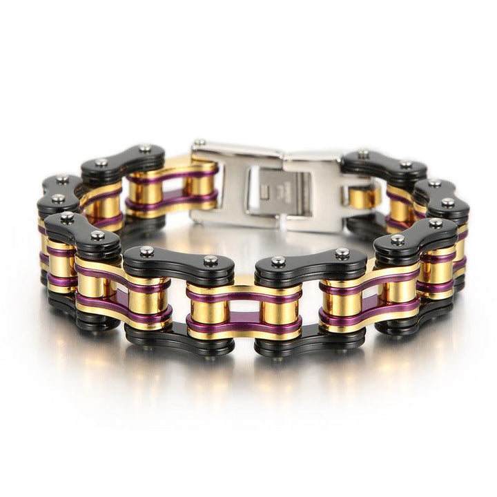 Kalen Biker 16mm Bicycle Chain Stainless Steel Colorful ROller Bracelet for Men - kalen