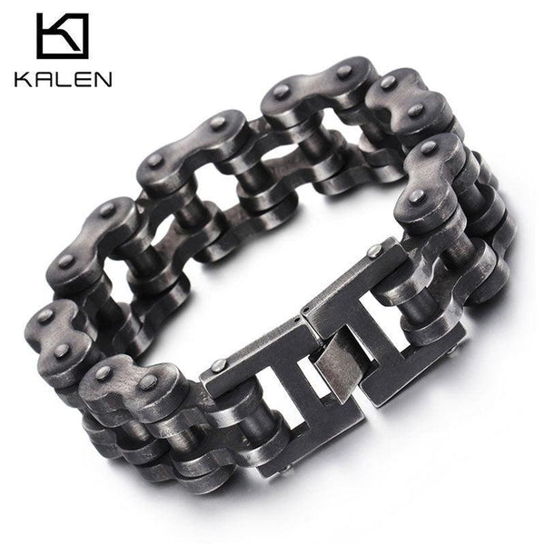 Kalen Biker 22mm Brushed Bicycle Chain Bracelet for Men - kalen