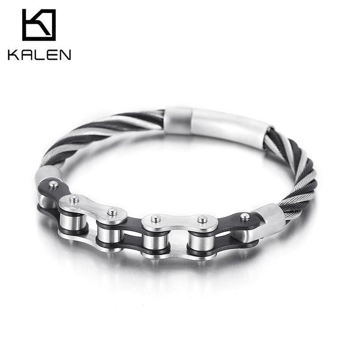 Kalen Biker 6mm Twisted Bicycle Chain Stainless Steel Bracelet for Men - kalen
