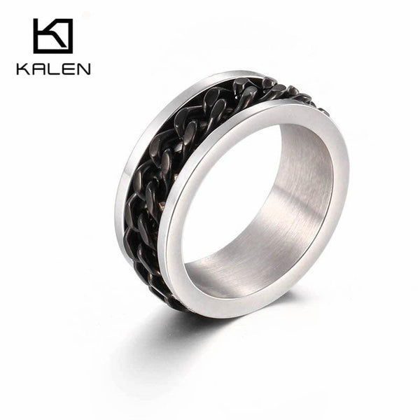 KALEN Black Cuban Chain Rings Men Women Stainless Steel Size 6 7 8 Finger Midi Bague Jewelry Accessories 2020.