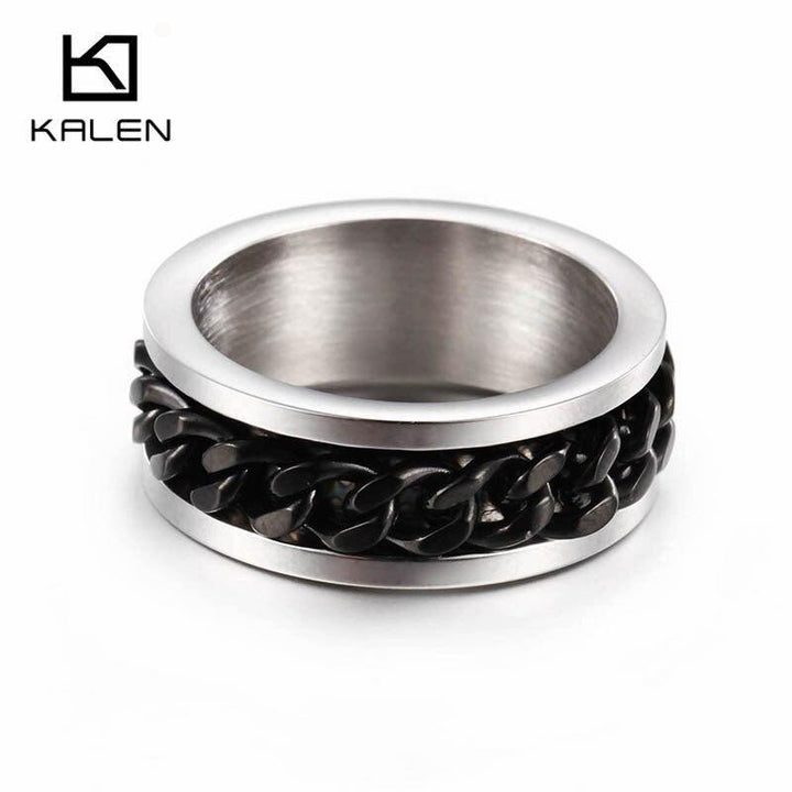 KALEN Black Cuban Chain Rings Men Women Stainless Steel Size 6 7 8 Finger Midi Bague Jewelry Accessories 2020.