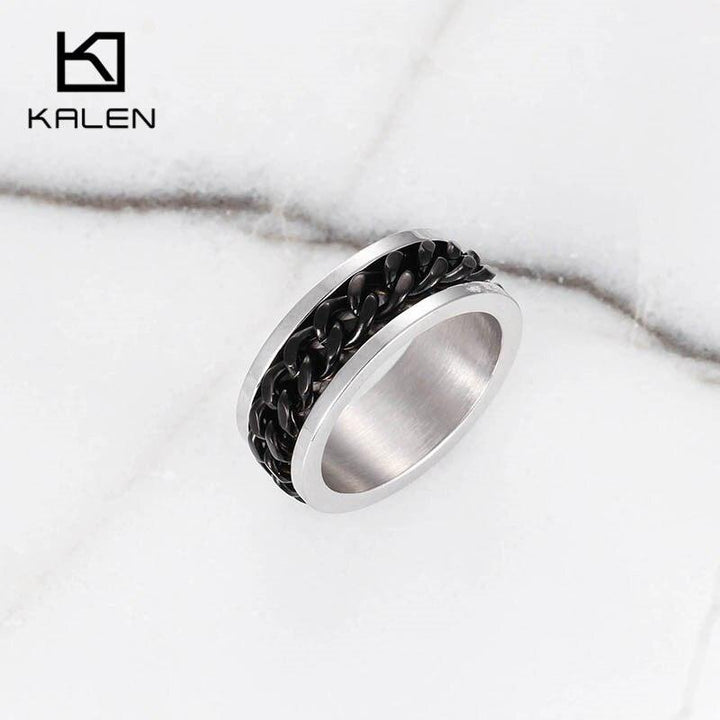 KALEN Black Cuban Chain Rings Men Women Stainless Steel Size 6 7 8 Finger Midi Bague Jewelry Accessories 2020.