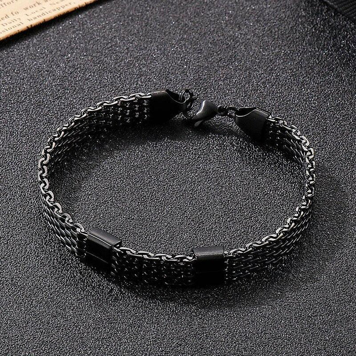 Kalen Black Mesh Chain Punk Style Stainless Steel High Quality Men's Bracelet Simple Jewelry.