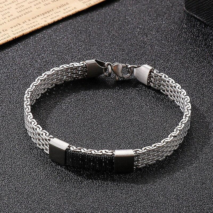 Kalen Black Mesh Chain Punk Style Stainless Steel High Quality Men's Bracelet Simple Jewelry.