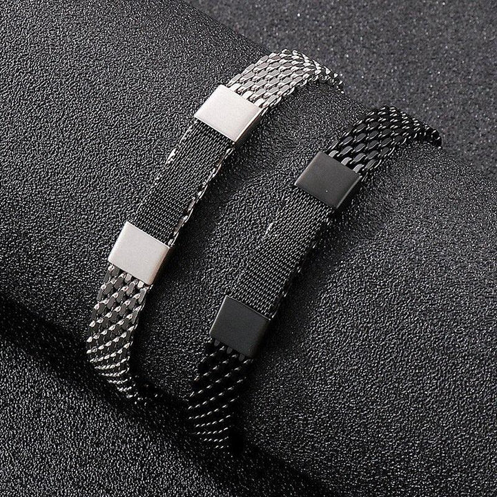 Kalen Black Mesh Chain Punk Style Stainless Steel High Quality Men's Bracelet Simple Jewelry.