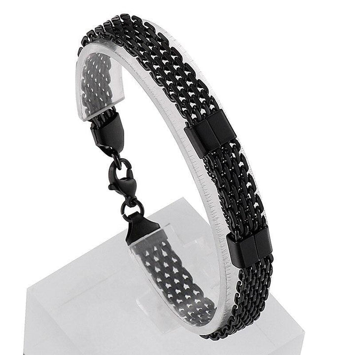 Kalen Black Mesh Chain Punk Style Stainless Steel High Quality Men's Bracelet Simple Jewelry.