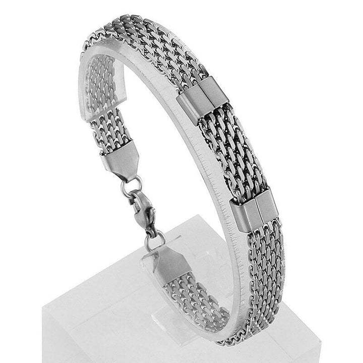 Kalen Black Mesh Chain Punk Style Stainless Steel High Quality Men's Bracelet Simple Jewelry.