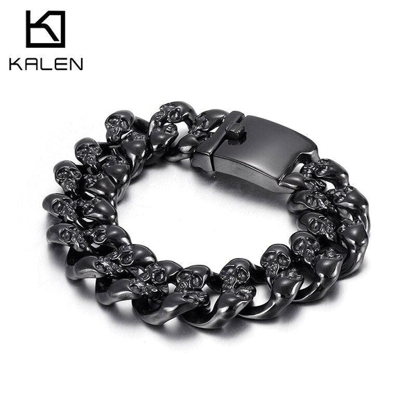 Kalen Black Skull Accessories Trend Men's 316L Stainless Steel Bracelet Gift For Friend.