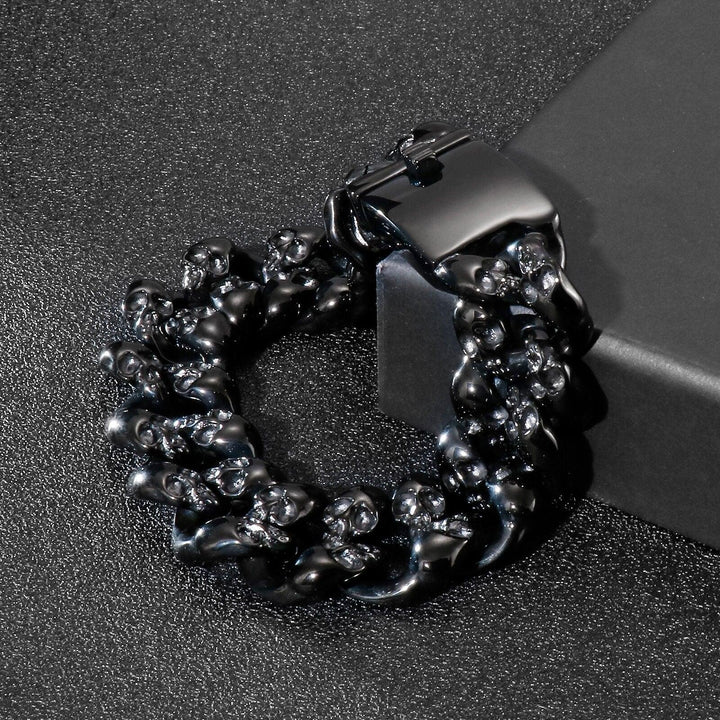 Kalen Black Skull Accessories Trend Men's 316L Stainless Steel Bracelet Gift For Friend.