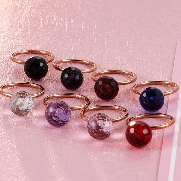 KALEN Bohemia Colorful Crystal Women Rings Size 6-9 Stainless Steel Tiny Circle Beads Finger Anel Fashion Jewellry 2019.
