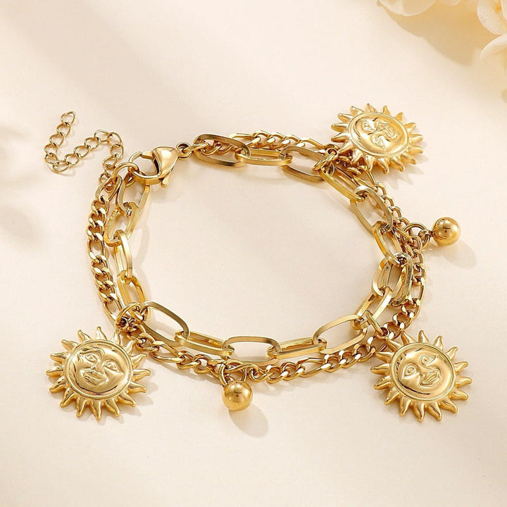 KALEN Bohemia Jewelry Bracelet Woman Greek Mythology Sun Lucky Bracelet Anniversary Gift Fashion Metal Gold Chain Bracelet.