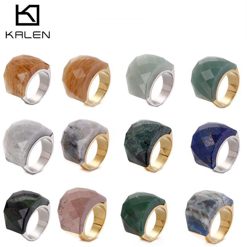 Kalen Wholesale Bohemian Colorful Natural Stone Rings for Women – kalen