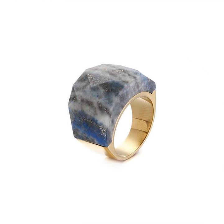 KALEN Bohemian Colorful Natural Stone Rings Women Stainless Steel Indian Gold  Finger Bague Female Jewelry Size 6-9.