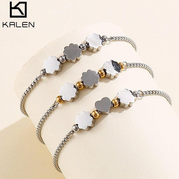 KALEN Bohemian Flowers Bracelets for Women Boho Jewelry Geometric Leaves Beads Layered Hand Chain Adjustable Charm Bracelet.
