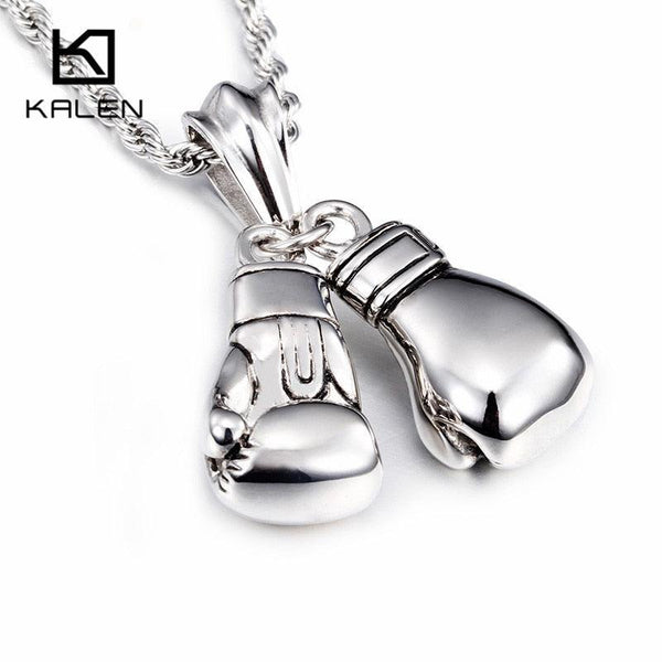 Kalen 2019 New Design Stainless Steel Power Boxing Fist Pendant Necklace Fashion Collar Body Long Chain Necklaces For Men.