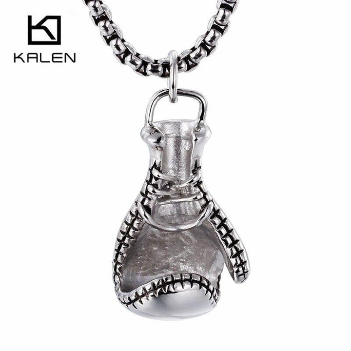 Kalen 2019 New Design Stainless Steel Power Boxing Fist Pendant Necklace Fashion Collar Body Long Chain Necklaces For Men.