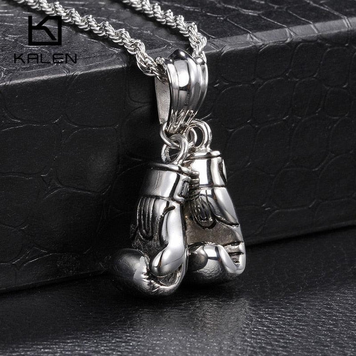 Kalen 2019 New Design Stainless Steel Power Boxing Fist Pendant Necklace Fashion Collar Body Long Chain Necklaces For Men.