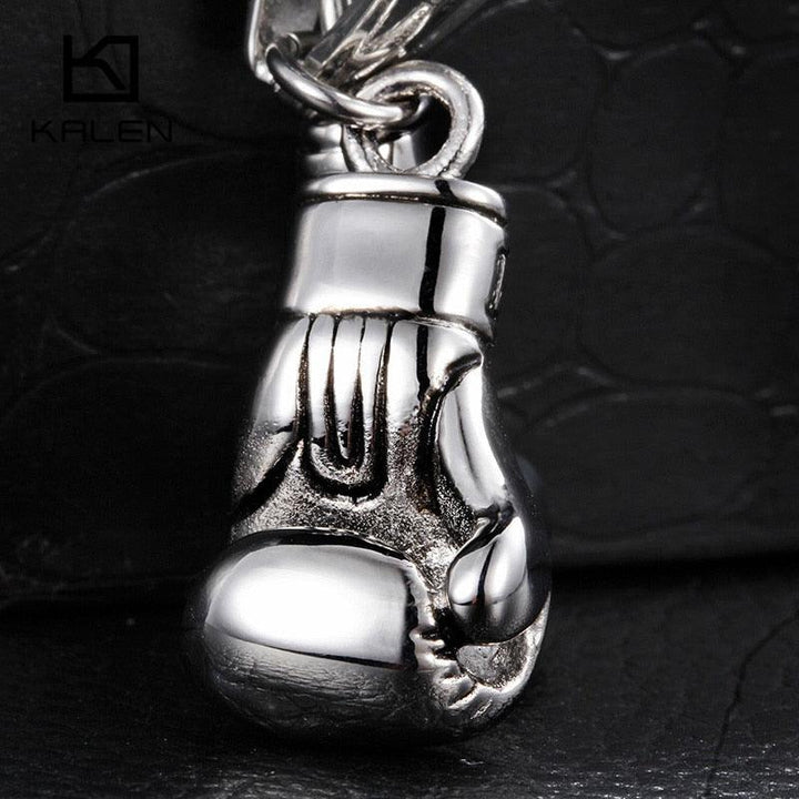 Kalen 2019 New Design Stainless Steel Power Boxing Fist Pendant Necklace Fashion Collar Body Long Chain Necklaces For Men.