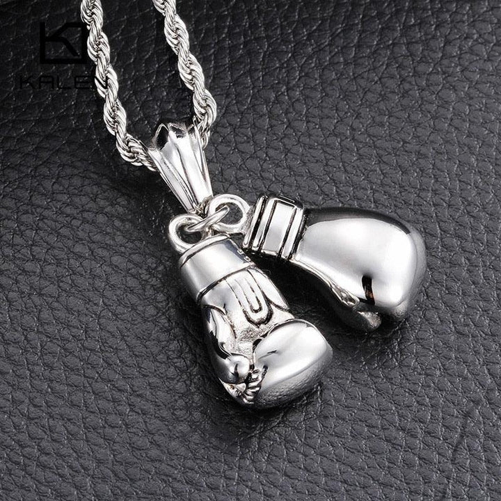 Kalen 2019 New Design Stainless Steel Power Boxing Fist Pendant Necklace Fashion Collar Body Long Chain Necklaces For Men.