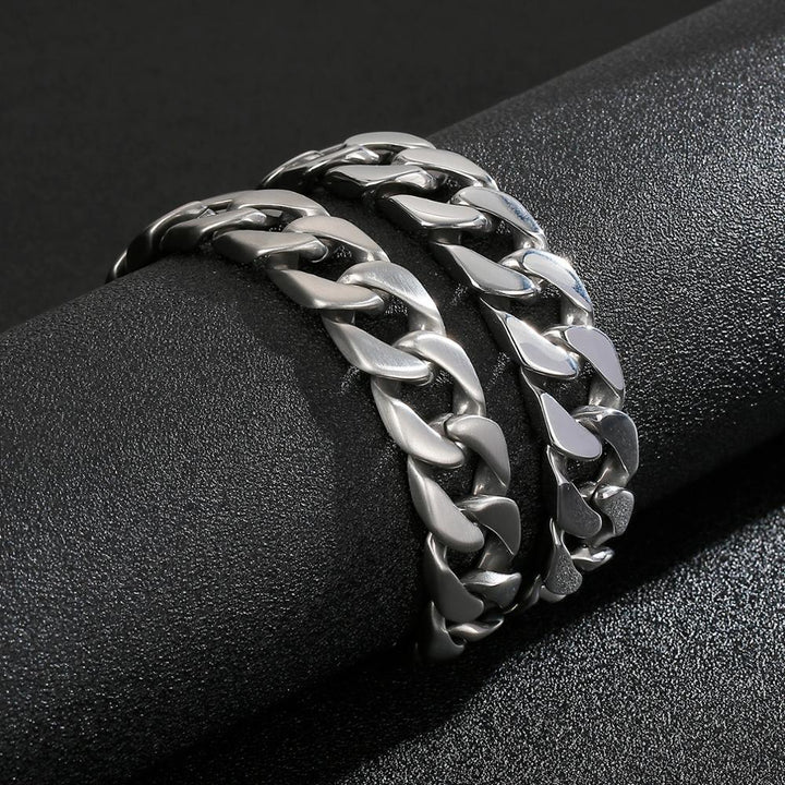 Kalen Brushed Stainless Steel Men's Elastic Buckle Bracelet Punk Style Bracelets 220mm Jewelry.