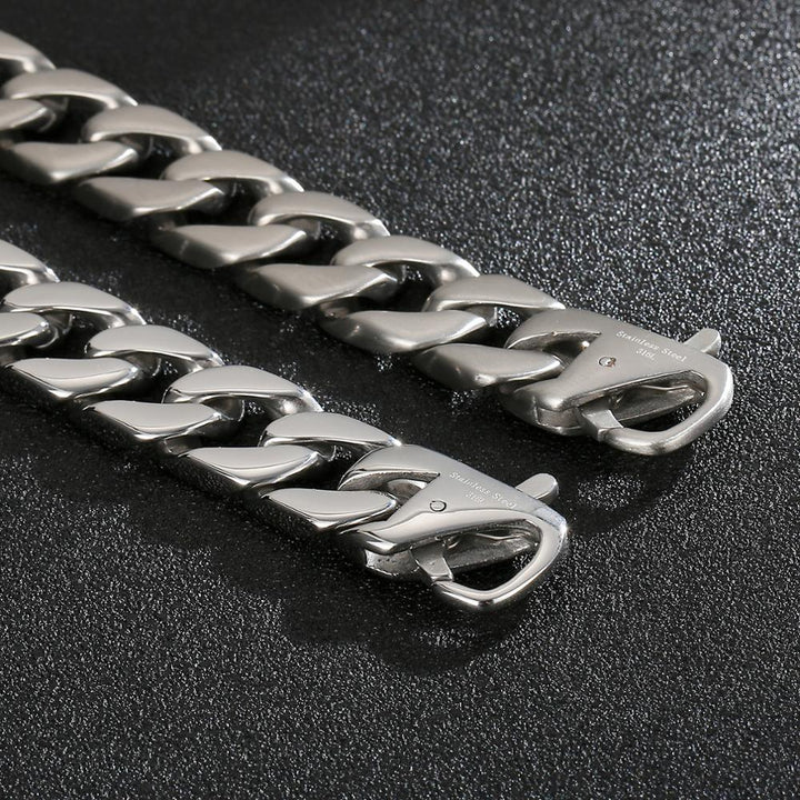 Kalen Brushed Stainless Steel Men's Elastic Buckle Bracelet Punk Style Bracelets 220mm Jewelry.