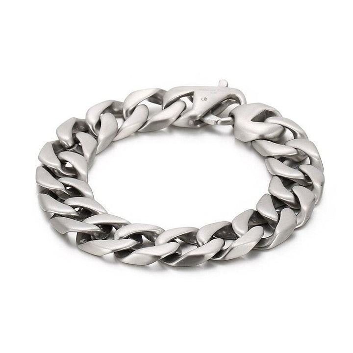 Kalen Brushed Stainless Steel Men's Elastic Buckle Bracelet Punk Style Bracelets 220mm Jewelry.