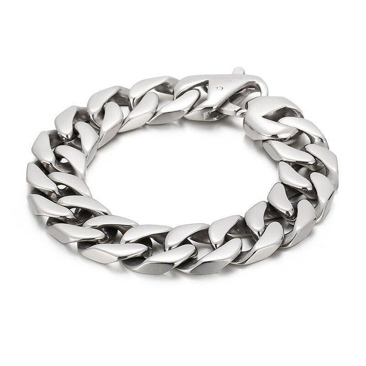 Kalen Brushed Stainless Steel Men's Elastic Buckle Bracelet Punk Style Bracelets 220mm Jewelry.