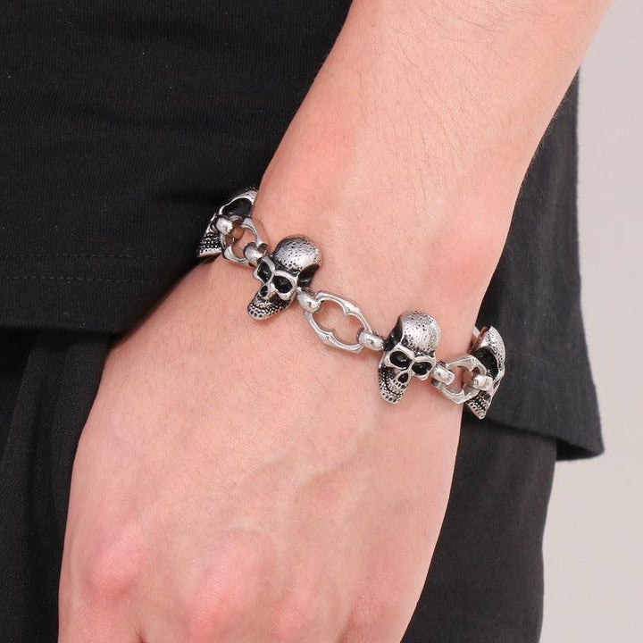 Kalen Casting Chain Skull Charm Bracelet With Anchor OT Clap - kalen