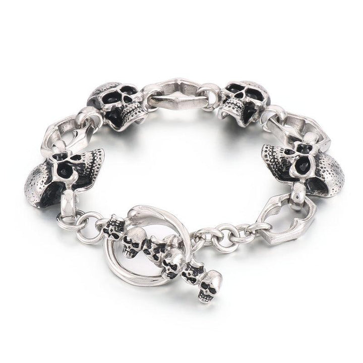 Kalen Casting Chain Skull Charm Bracelet With Anchor OT Clap - kalen