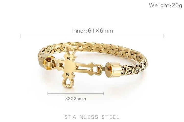 KALEN Christian Cross Charm Prayer Bracelet Men Stainless Steel Chain Bangle Praying Cruz Jewellry.