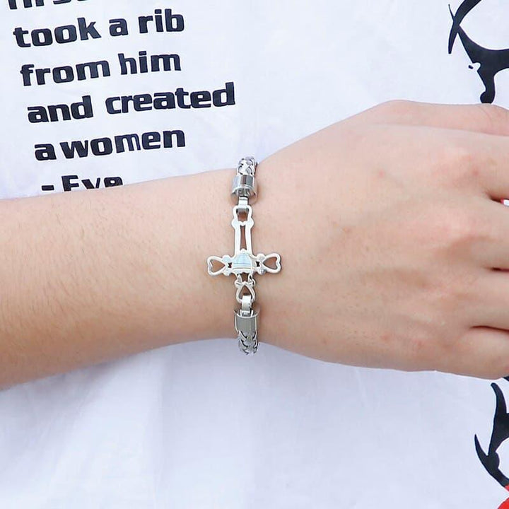 KALEN Christian Cross Charm Prayer Bracelet Men Stainless Steel Chain Bangle Praying Cruz Jewellry.