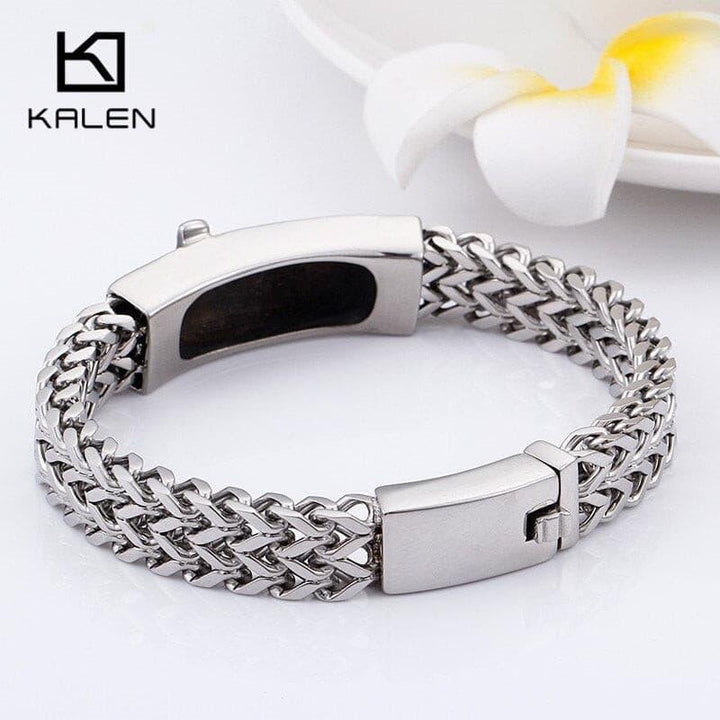 Kalen Classic Christian Jesus Cross Charm Bracelets On Hand  For Men Stainless Steel Mesh Chain Link  Armband Prayer Jewelry.