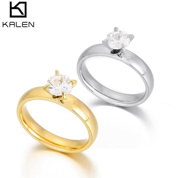 KALEN Classic Fashion Women Ring Trend White AAA Crystal Zircon Engagement Design Rings for Women Wedding Jewelry Gift.