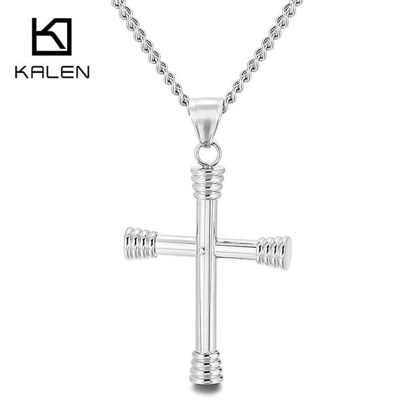Kalen Color Block Cross Stainless Steel Pendant Hip Hop Male Rock Style Men's Jewelry.