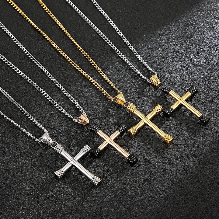 Kalen Color Block Cross Stainless Steel Pendant Hip Hop Male Rock Style Men's Jewelry.